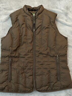 Eddie Bauer Brown Gose Down Filled Puffer Full Zip Vest MEDIUM Womens